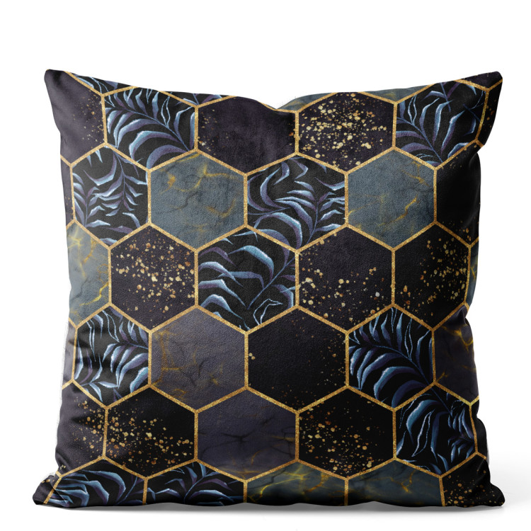 Sammets kudda Floral geometry - hexagons and branches in dark colours 147228