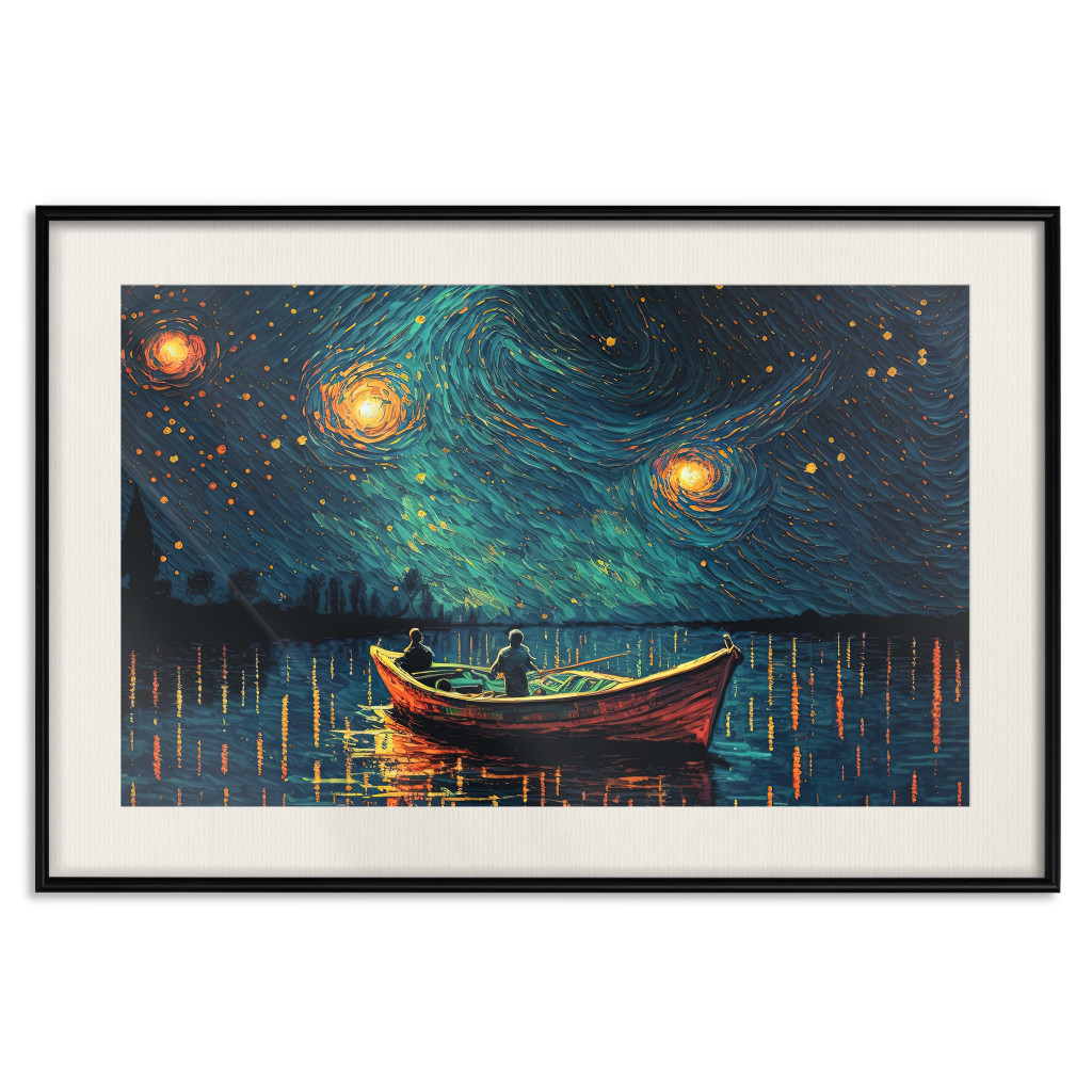 Muur Posters A Trip Under The Stars - An Impressionistic Landscape With A View Of The Sea