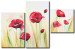 Canvas Poppies (3-piece) - Meadow with red flowers and pastel stems 48528