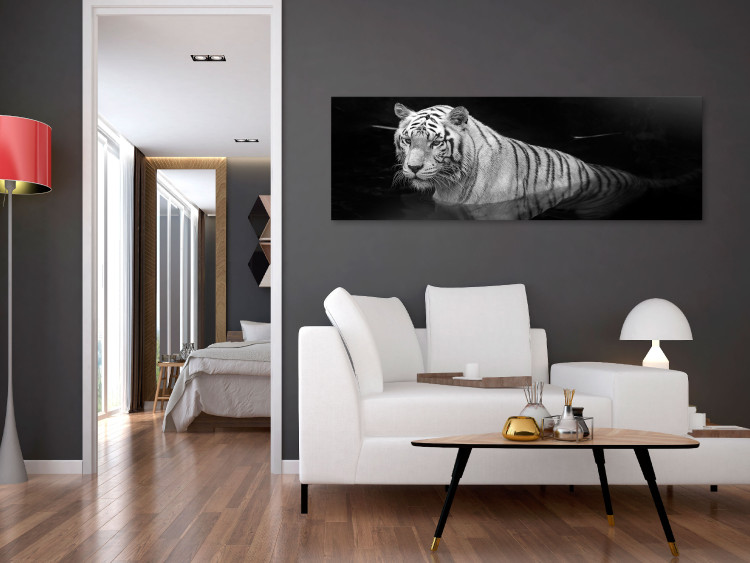 Canvas Art Print Shining Tiger (1 Part) Black and White Narrow 123338 additionalImage 3