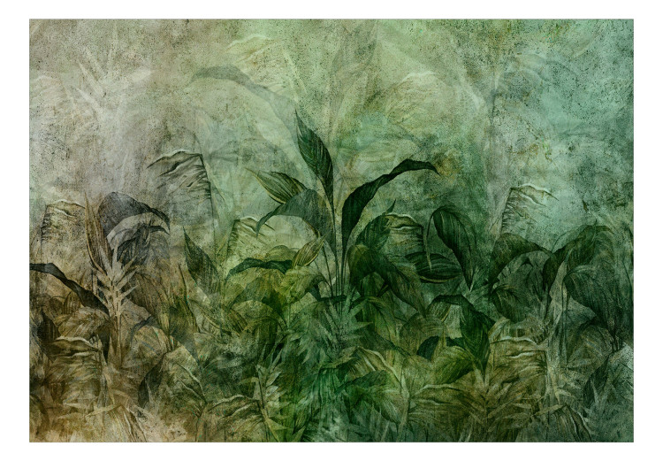 Carta da parati Nebbia verde - composizione con motivo di foglie e disegni 143038 additionalImage 1