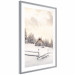 Plakat Zimowa chata - pejzaż wschodu słońca nad górskim domkiem i lasem 148038 additionalThumb 29