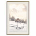 Plakat Zimowa chata - pejzaż wschodu słońca nad górskim domkiem i lasem 148038 additionalThumb 38