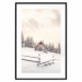 Plakat Zimowa chata - pejzaż wschodu słońca nad górskim domkiem i lasem 148038 additionalThumb 42