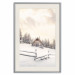 Plakat Zimowa chata - pejzaż wschodu słońca nad górskim domkiem i lasem 148038 additionalThumb 30