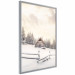 Plakat Zimowa chata - pejzaż wschodu słońca nad górskim domkiem i lasem 148038 additionalThumb 21