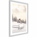 Plakat Zimowa chata - pejzaż wschodu słońca nad górskim domkiem i lasem 148038 additionalThumb 14
