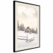 Plakat Zimowa chata - pejzaż wschodu słońca nad górskim domkiem i lasem 148038 additionalThumb 5