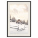 Plakat Zimowa chata - pejzaż wschodu słońca nad górskim domkiem i lasem 148038 additionalThumb 44