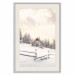 Plakat Zimowa chata - pejzaż wschodu słońca nad górskim domkiem i lasem 148038 additionalThumb 36