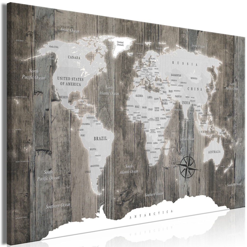 Schilderij World Map: Wooden World [Large Format]