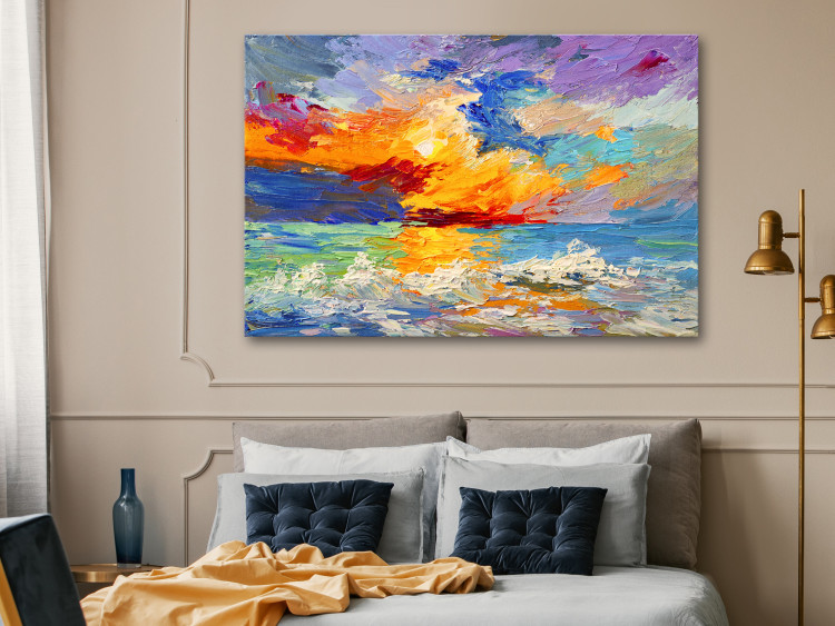 Cuadro Seascape - Painted Sun at Sunset in Vivid Colors 149838 additionalImage 3