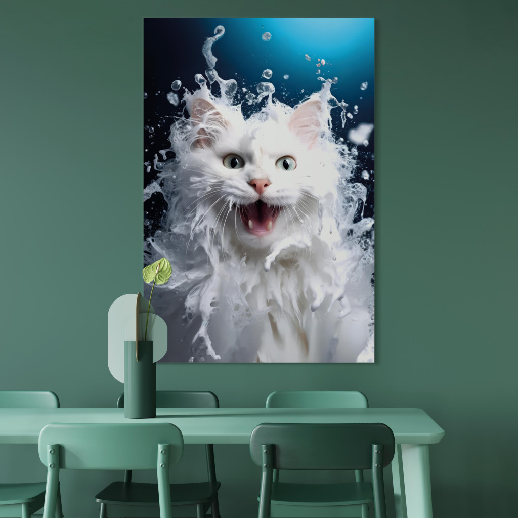 Quadro Pintado AI Norwegian Forest Cat - Wet Animal Fantasy Portrait - Vertical