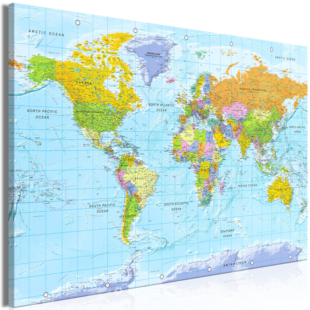 Duży Obraz XXL Mapa świata Z Kolorowymi Państwami [Large Format]