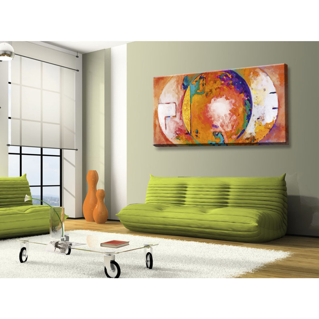 Målning Orange Dröm (1-del) - Abstraktion Med Färgstark Fantasi