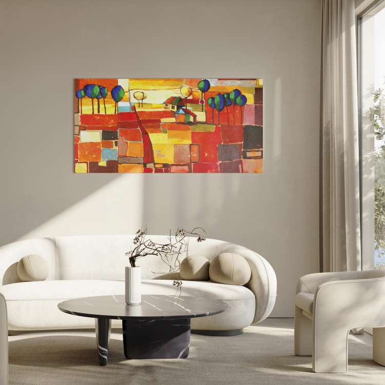 Tableau Champs arc-en-ciel (1 pièce) - paysage abstrait coloré avec des arbres 46638 additionalImage 3