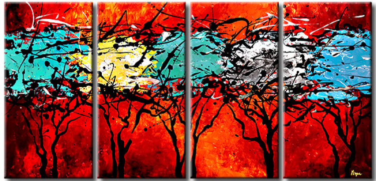 Canvas Print Black Trees (4-piece) - colorful abstract nature motif 47238 additionalImage 4