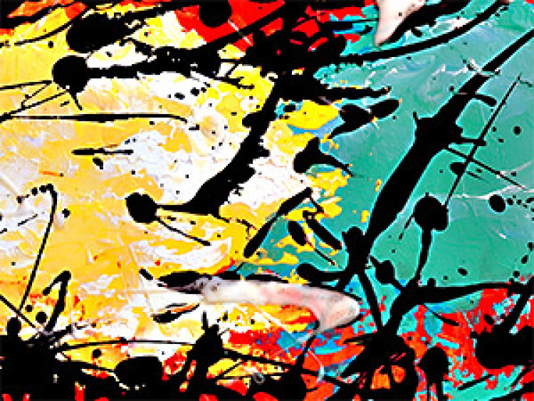 Quadro su tela Alberi neri (4 parti) - astrazione colorata con motivo floreale 47238 additionalImage 2