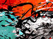 Quadro su tela Alberi neri (4 parti) - astrazione colorata con motivo floreale 47238 additionalThumb 3
