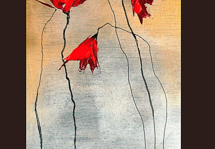 Pintura Janelas com papoilas (3 peças) - flores em um fundo em cores naturais 48538 additionalImage 4