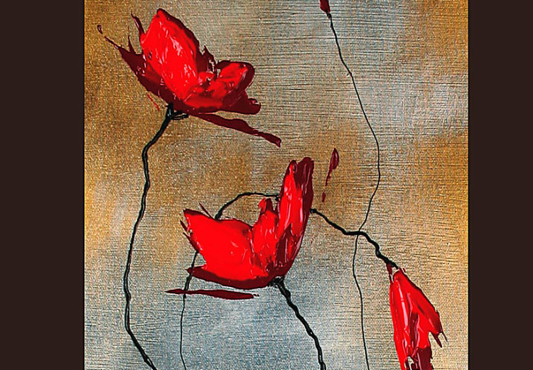 Pintura Janelas com papoilas (3 peças) - flores em um fundo em cores naturais 48538 additionalImage 3