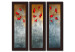 Pintura Janelas com papoilas (3 peças) - flores em um fundo em cores naturais 48538