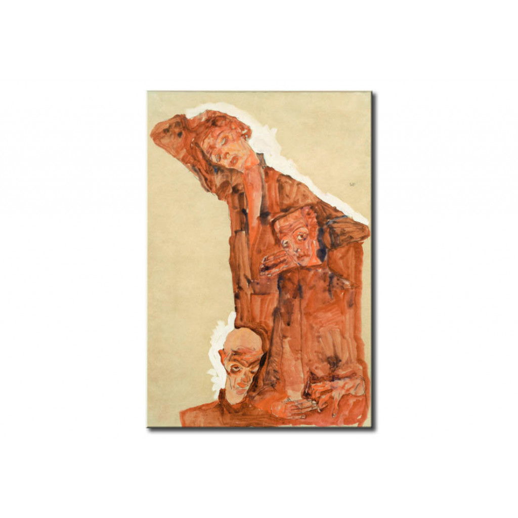 Schilderij  Egon Schiele: Dreifache Selbstdarstellung