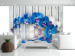 Mural de parede Orquídea Azul-Cobalto - motivo floral com água e elementos de madeira 60238