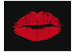Fototapeta Zmysłowy pocałunek - czerwone kobiece usta ze szminki na czarnym tle 61238 additionalThumb 1