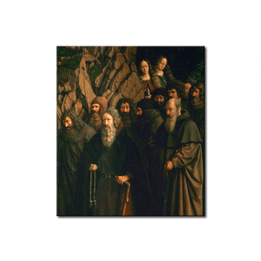 Schilderij  Jan Van Eyck: The Adoration Of The Lamb. Group Of The Hermits