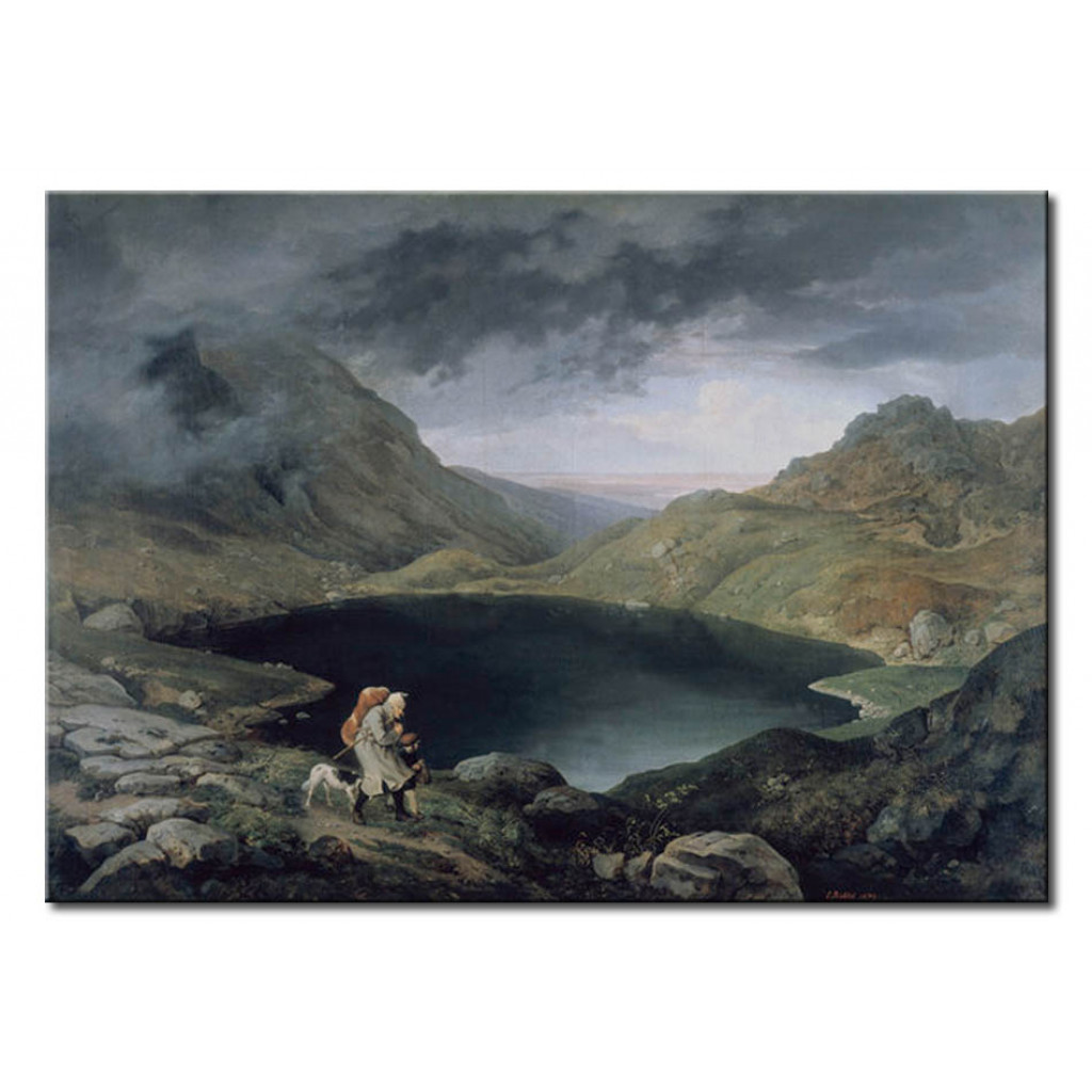 Schilderij  Adrian Ludwig Richter: Lake In Riesengebirge