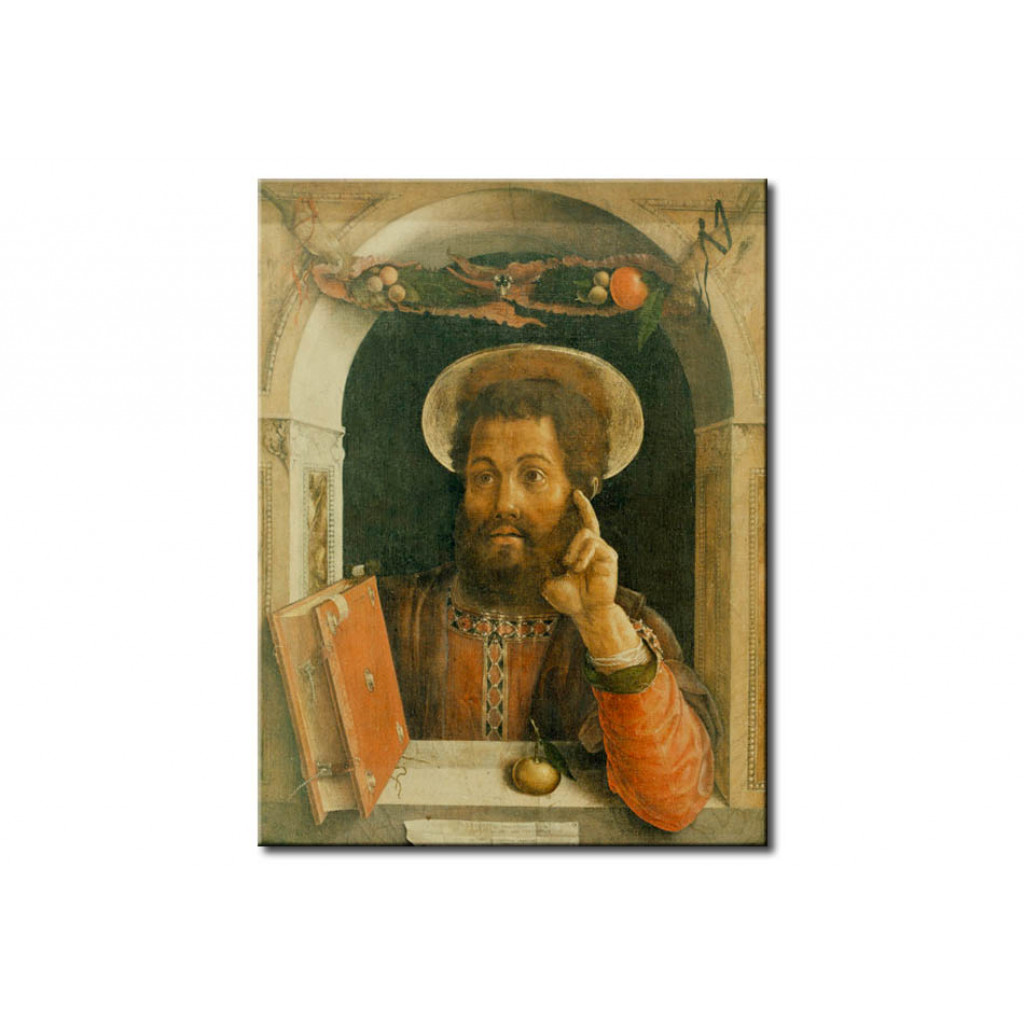 Schilderij  Andrea Mantegna: Halflength Portait Of An Apostle In A Window Frame