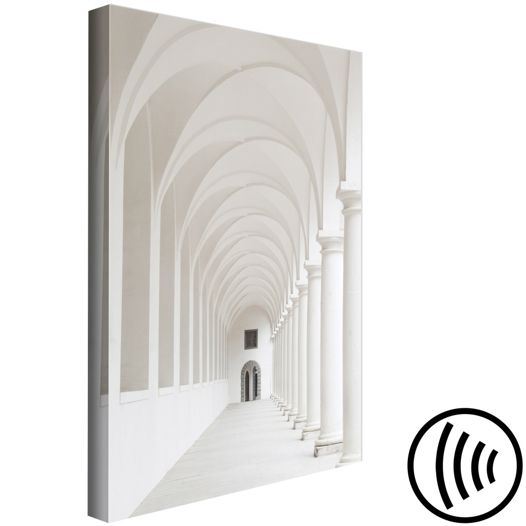 Schilderij  Magische Plaatsen: Witte Zuilengalerij - Foto Met Kerkarchitectuur In Wit