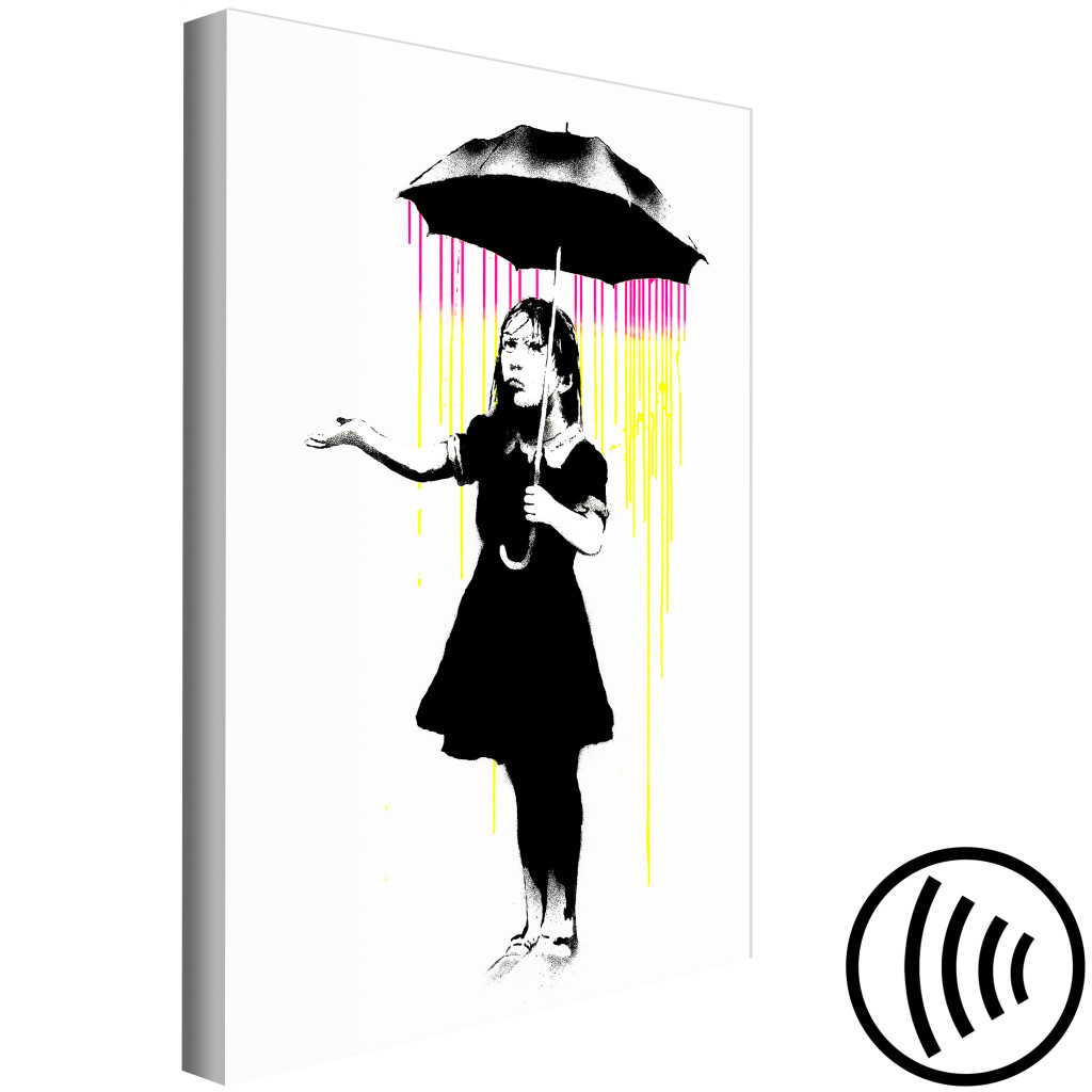 Schilderij  Street Art: Girl With Umbrella (1 Part) Vertical