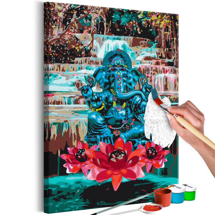 Malen nach Zahlen-Bild für Erwachsene Blue Deity - Levitating Ganesha against the Background of a Waterfall 146548 additionalImage 3