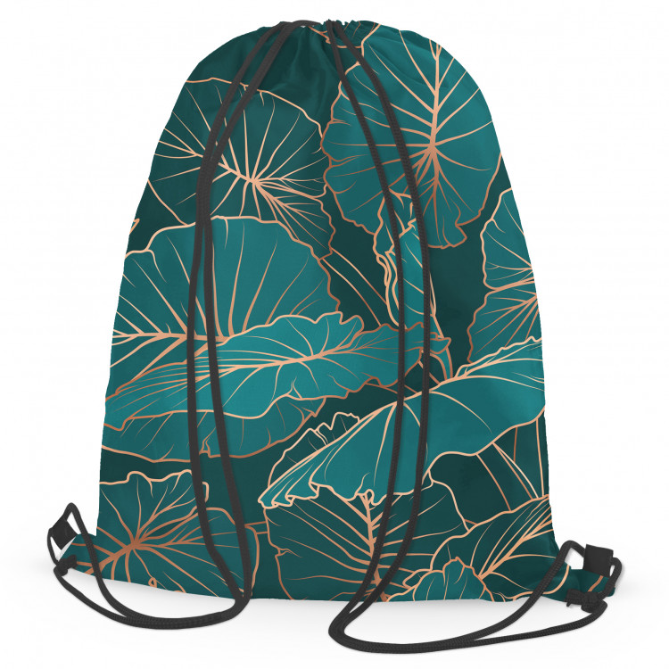Mochila Night jungle - a botanical composition with allocasia leaves and gold 147448