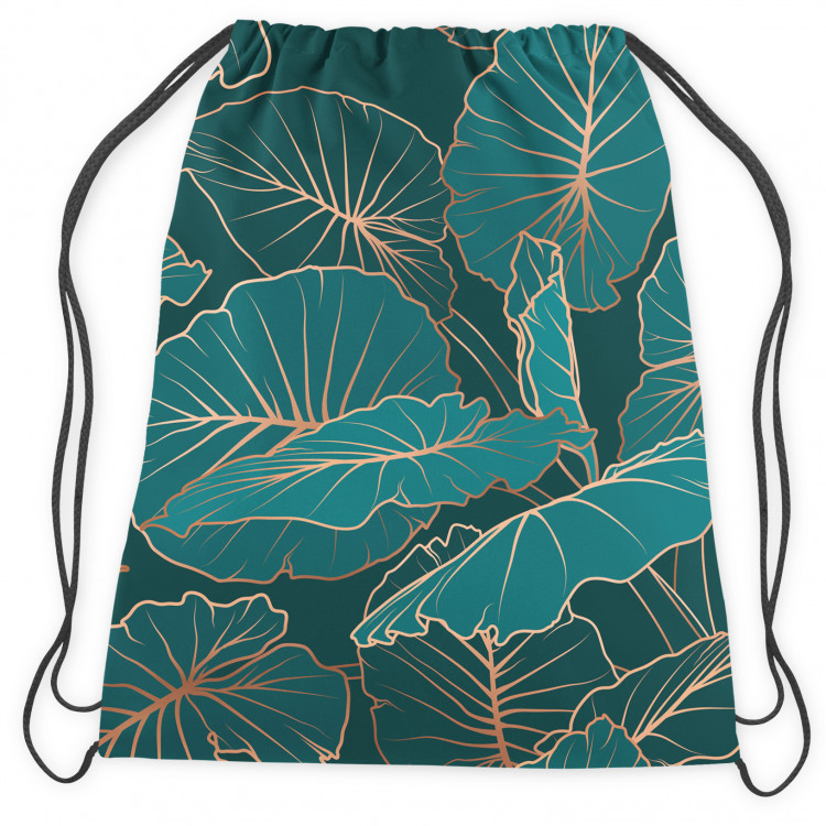 Mochila Night jungle - a botanical composition with allocasia leaves and gold 147448 additionalImage 2