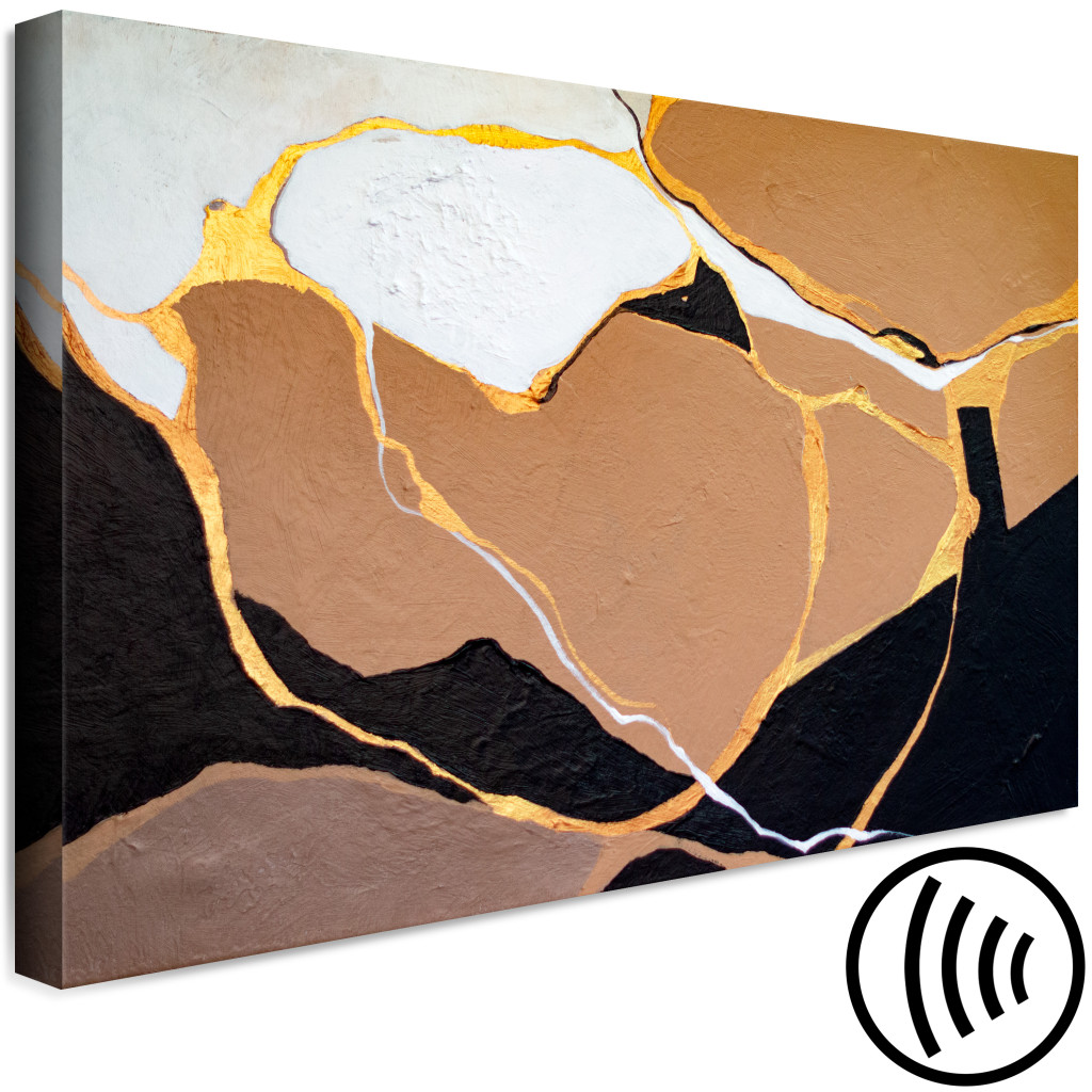 Quadro Em Tela Stain Abstraction - Painted Shapes In Warm Colors