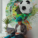 Round wallpaper Colorful Sport - Football on the Background of a Multi-Colored Brick Wall 149148 additionalThumb 3