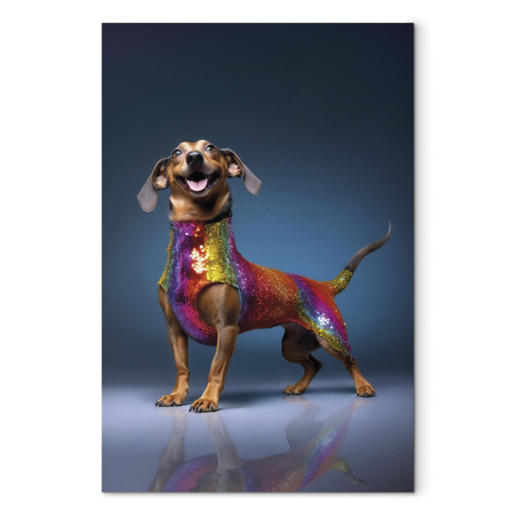 Tavla AI Dachshund Dog - Smiling Animal in Colorful Disguise - Vertical 150248