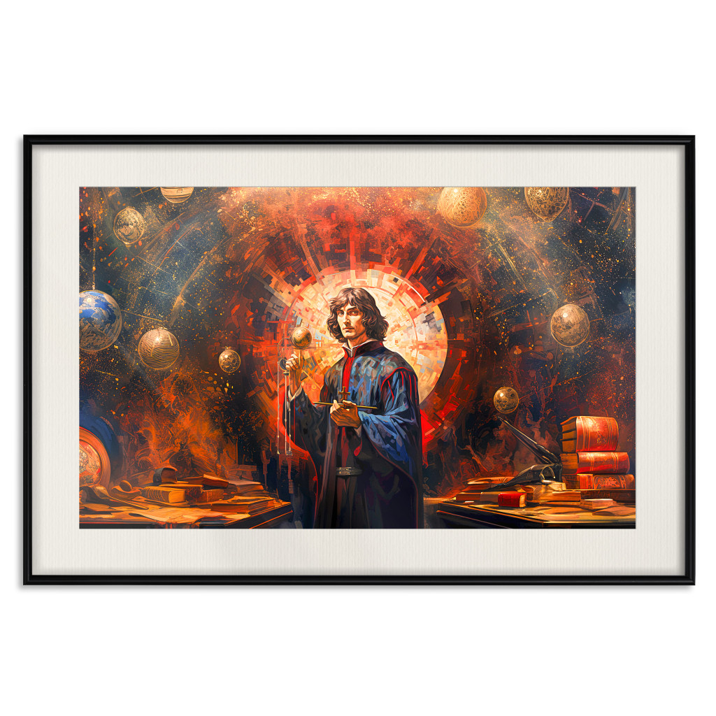 Plakat: Wielkie Odkrycie Wielkiego Człowieka - Kopernik Na Abstrakcyjnym Tle