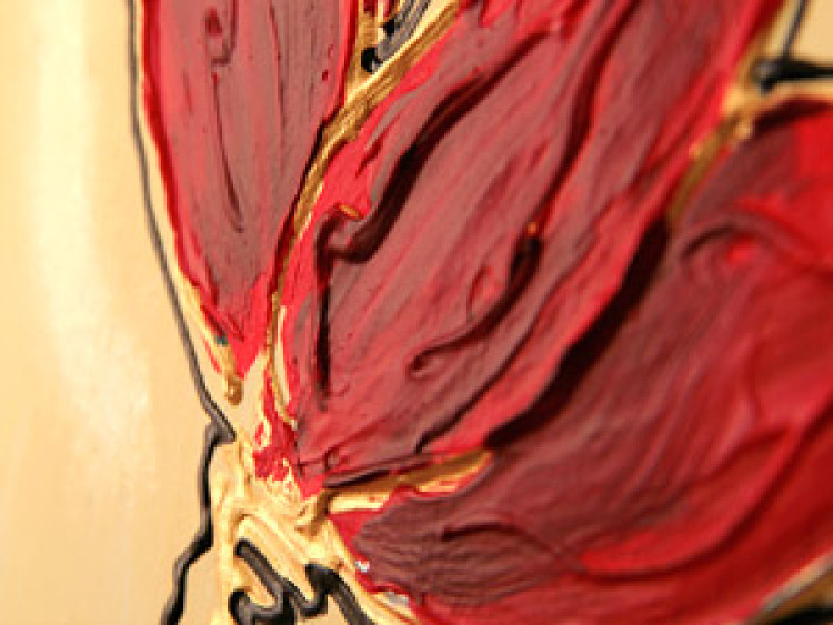 Tableau mural Tulipes (4 pièces) - Coquelicots abstraits rouges avec motifs 47148 additionalImage 2