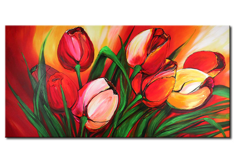 Tableau sur toile Charmant bouquet de fleurs (1 pièce) - Motif floral avec des tulipes 47448