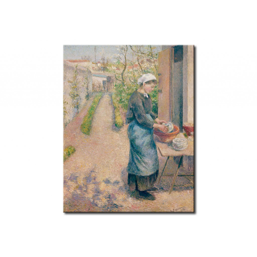 Schilderij  Camille Pissarro: Die Geschirrspülerin