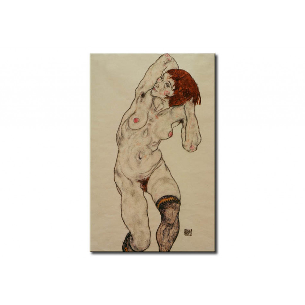 Schilderij  Egon Schiele: Frau Mit Schwarzen Socken