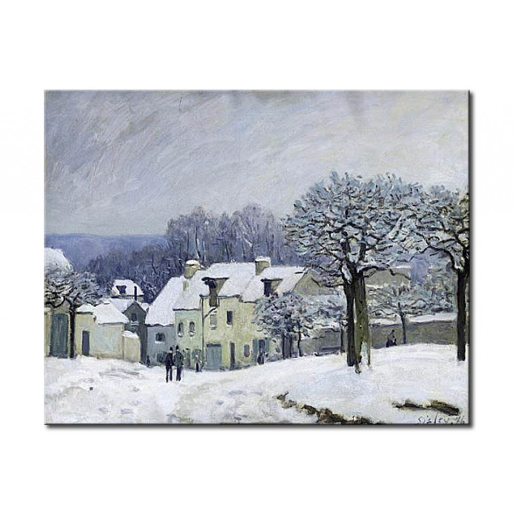 Schilderij  Alfred Sisley: The Place Du Chenil At Marly-le-Roi, Snow