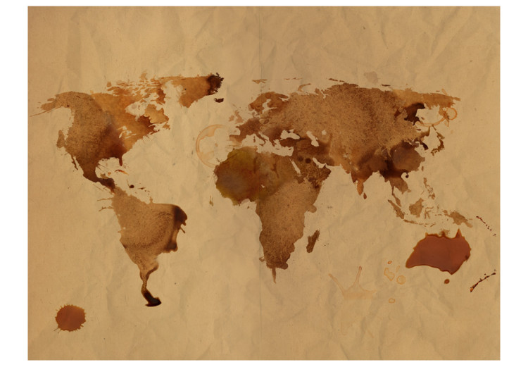 Photo Wallpaper World of Coffee - abstract world map with stains on a sandy background 59948 additionalImage 1
