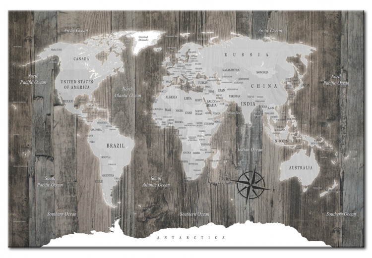 Tablica korkowa Świat z drewna [Mapa korkowa]