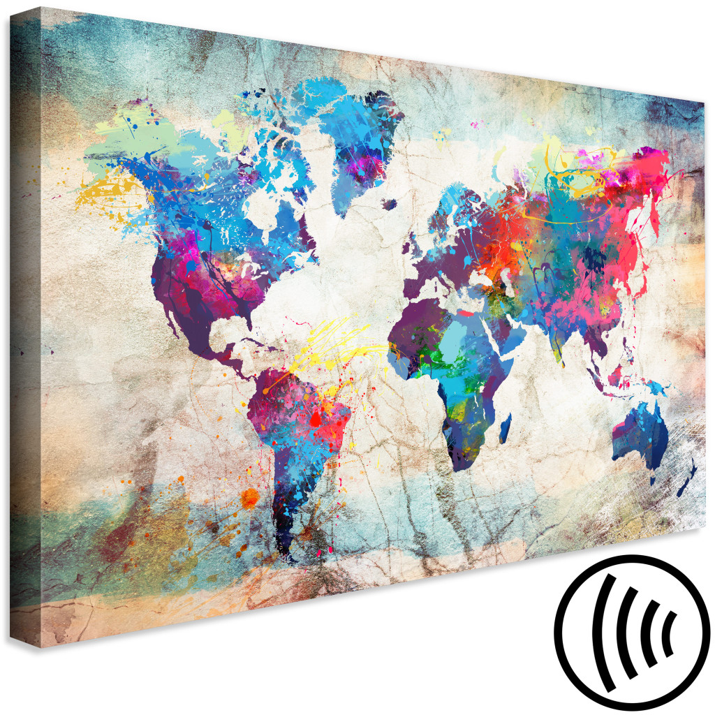 Schilderij  Kaarten Van De Wereld: World Map: Colourful Madness