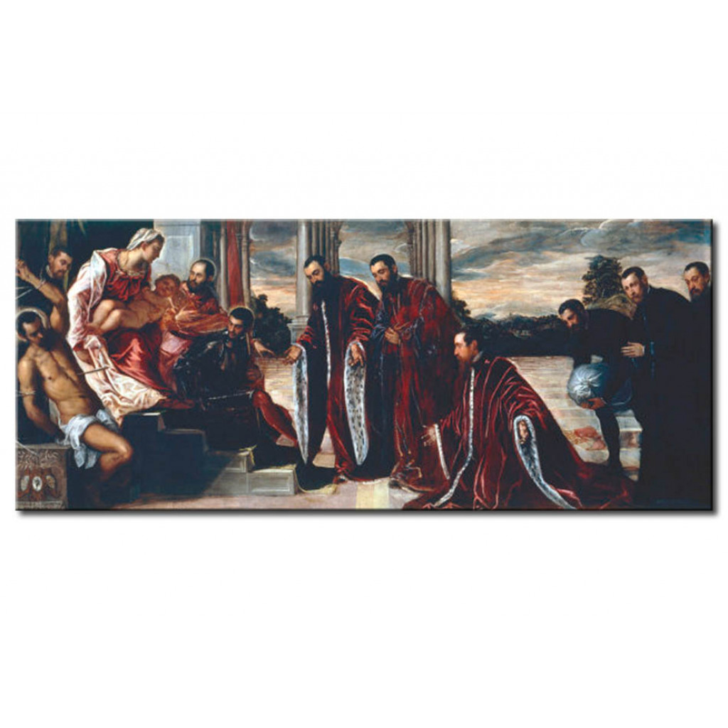 Schilderij  Tintoretto: Madonna With Child, Saints Sebastian, Mark And Theodor, And The Treasurers